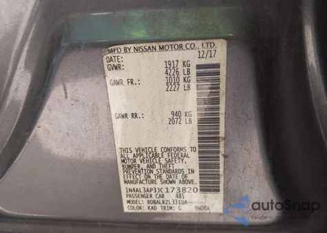 2018 Nissan Altima 2.5 Sl from USA, damaged, VIN 1N4AL3AP3JC173820